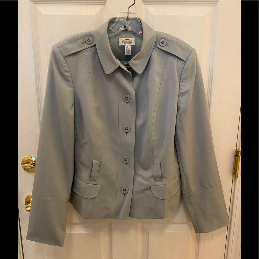 Talbots slate blue blazer lined with epaulettes 12